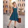 Arshiner Girls Dresses Ruched Smocked Back Spaghetti Strap Bow Summer Boho Beach Party Sundress(Blue)