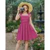 Arshiner Girls Dresses Ruched Smocked Back Spaghetti Strap Bow Summer Boho Beach Party Sundress(Hot Pink)