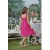 Arshiner Girls Dresses Ruched Smocked Back Spaghetti Strap Bow Summer Boho Beach Party Sundress(Hot Pink)