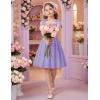 Arshiner Girls Dresses Ruched Smocked Back Spaghetti Strap Bow Summer Boho Beach Party Sundress(Lavender)