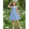 Arshiner Girls Dresses Ruched Smocked Back Spaghetti Strap Bow Summer Boho Beach Party Sundress(Light Blue)