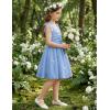 Arshiner Girls Dresses Ruched Smocked Back Spaghetti Strap Bow Summer Boho Beach Party Sundress(Light Blue)