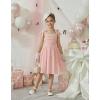 Arshiner Girls Dresses Ruched Smocked Back Spaghetti Strap Bow Summer Boho Beach Party Sundress(Light Pink)