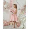 Arshiner Girls Dresses Ruched Smocked Back Spaghetti Strap Bow Summer Boho Beach Party Sundress(Light Pink)