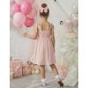 Arshiner Girls Dresses Ruched Smocked Back Spaghetti Strap Bow Summer Boho Beach Party Sundress(Light Pink)