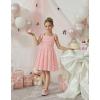 Arshiner Girls Dresses Ruched Smocked Back Spaghetti Strap Bow Summer Boho Beach Party Sundress(Light Pink)