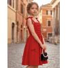 Arshiner Girls Dresses Ruched Smocked Back Spaghetti Strap Bow Summer Boho Beach Party Sundress(Red)