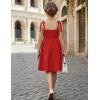 Arshiner Girls Dresses Ruched Smocked Back Spaghetti Strap Bow Summer Boho Beach Party Sundress(Red)