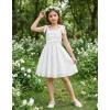 Arshiner Girls Dresses Ruched Smocked Back Spaghetti Strap Bow Summer Boho Beach Party Sundress(White)