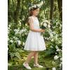 Arshiner Girls Dresses Ruched Smocked Back Spaghetti Strap Bow Summer Boho Beach Party Sundress(White)