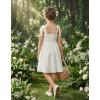 Arshiner Girls Dresses Ruched Smocked Back Spaghetti Strap Bow Summer Boho Beach Party Sundress(White)