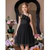 Arshiner Girls Dresses Ruffle Trim Off Shoulder Formal Wedding Party Fancy Summer Tulle Dress for 6-14 Years(Black)