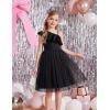 Arshiner Girls Dresses Ruffle Trim Off Shoulder Formal Wedding Party Fancy Summer Tulle Dress for 6-14 Years(Black)