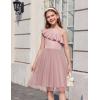 Arshiner Girls Dresses Ruffle Trim Off Shoulder Formal Wedding Party Fancy Summer Tulle Dress for 6-14 Years(Dusty Pink)