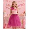Arshiner Girls Dresses Ruffle Trim Off Shoulder Formal Wedding Party Fancy Summer Tulle Dress for 6-14 Years(Hot Pink)