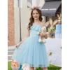 Arshiner Girls Dresses Ruffle Trim Off Shoulder Formal Wedding Party Fancy Summer Tulle Dress for 6-14 Years(Light Blue)