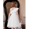 Arshiner Girls Dresses Ruffle Trim Off Shoulder Formal Wedding Party Fancy Summer Tulle Dress for 6-14 Years(White)