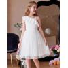 Arshiner Girls Dresses Ruffle Trim Off Shoulder Formal Wedding Party Fancy Summer Tulle Dress for 6-14 Years(White)