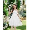 Arshiner Girls Dresses Ruffle Trim Off Shoulder Formal Wedding Party Fancy Summer Tulle Dress for 6-14 Years(White)