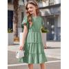 Arshiner Girls Dresses Summer Ruffle Sleeve Swiss Dot V Neck Twirl Birthday Party Midi Dress with Pockets(Light Green)