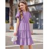 Arshiner Girls Dresses Summer Ruffle Sleeve Swiss Dot V Neck Twirl Birthday Party Midi Dress with Pockets(Lilac)