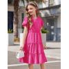 Arshiner Girls Dresses Summer Ruffle Sleeve Swiss Dot V Neck Twirl Birthday Party Midi Dress with Pockets(Rose Red)