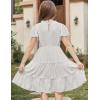 Arshiner Girls Dresses Summer Ruffle Sleeve Swiss Dot V Neck Twirl Birthday Party Midi Dress with Pockets(White)