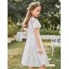 Arshiner Girls Dresses Summer Ruffle Sleeve Swiss Dot V Neck Twirl Birthday Party Midi Dress with Pockets(White)