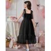 Arshiner Girls Dresses Summer Sleeveless Bow-Tie Straps Birthday Party Long Tulle Dress(Black)