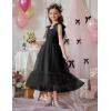 Arshiner Girls Dresses Summer Sleeveless Bow-Tie Straps Birthday Party Long Tulle Dress(Black)