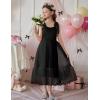 Arshiner Girls Dresses Summer Sleeveless Bow-Tie Straps Birthday Party Long Tulle Dress(Black)