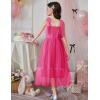 Arshiner Girls Dresses Summer Sleeveless Bow-Tie Straps Birthday Party Long Tulle Dress(Hot Pink)