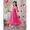 Arshiner Girls Dresses Summer Sleeveless Bow-Tie Straps Birthday Party Long Tulle Dress(Hot Pink)