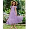 Arshiner Girls Dresses Summer Sleeveless Bow-Tie Straps Birthday Party Long Tulle Dress(Lavender)