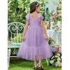 Arshiner Girls Dresses Summer Sleeveless Bow-Tie Straps Birthday Party Long Tulle Dress(Lavender)