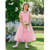 Arshiner Girls Dresses Summer Sleeveless Bow-Tie Straps Birthday Party Long Tulle Dress(Light Pink)