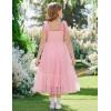 Arshiner Girls Dresses Summer Sleeveless Bow-Tie Straps Birthday Party Long Tulle Dress(Light Pink)
