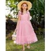 Arshiner Girls Dresses Summer Sleeveless Bow-Tie Straps Birthday Party Long Tulle Dress(Light Pink)