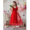 Arshiner Girls Dresses Summer Sleeveless Bow-Tie Straps Birthday Party Long Tulle Dress(Red)