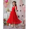 Arshiner Girls Dresses Summer Sleeveless Bow-Tie Straps Birthday Party Long Tulle Dress(Red)