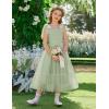 Arshiner Girls Dresses Summer Sleeveless Bow-Tie Straps Birthday Party Long Tulle Dress(Sage Green)