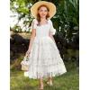 Arshiner Girls Dresses Summer Sleeveless Bow-Tie Straps Birthday Party Long Tulle Dress(White)
