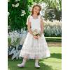 Arshiner Girls Dresses Summer Sleeveless Bow-Tie Straps Birthday Party Long Tulle Dress(White)