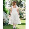 Arshiner Girls Dresses Summer Sleeveless Bow-Tie Straps Birthday Party Long Tulle Dress(White)