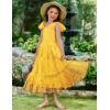 Arshiner Girls Dresses Summer Sleeveless Bow-Tie Straps Birthday Party Long Tulle Dress(Yellow)