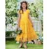 Arshiner Girls Dresses Summer Sleeveless Bow-Tie Straps Birthday Party Long Tulle Dress(Yellow)