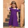 Arshiner Girls Dresses Summer Spaghetti Strap Cold Shoulder Ruffle Button Down A Line Dresses(Dark Purple)