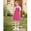 Arshiner Girls Dresses Summer Spaghetti Strap Cold Shoulder Ruffle Button Down A Line Dresses(Hot Pink)