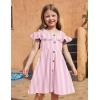 Arshiner Girls Dresses Summer Spaghetti Strap Cold Shoulder Ruffle Button Down A Line Dresses(Pink Stripe)