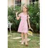 Arshiner Girls Dresses Summer Spaghetti Strap Cold Shoulder Ruffle Button Down A Line Dresses(Pink Stripe)